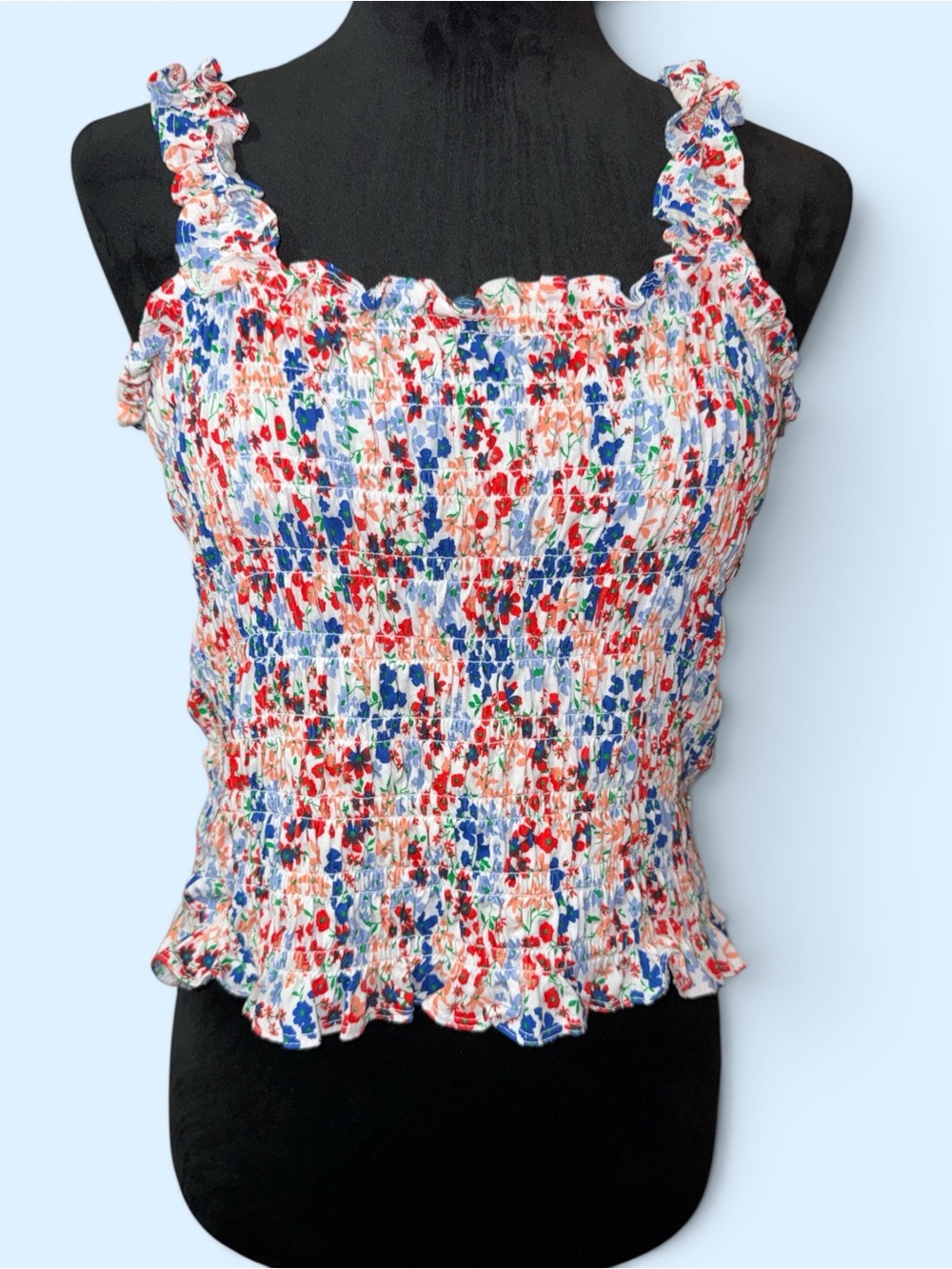 Old Navy Floral Smocked Crop Top, Size Large